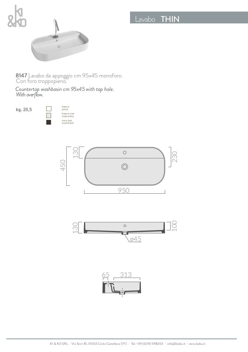 Schmale 45°-Aufsatzwaschbecken mit dünnem Rand