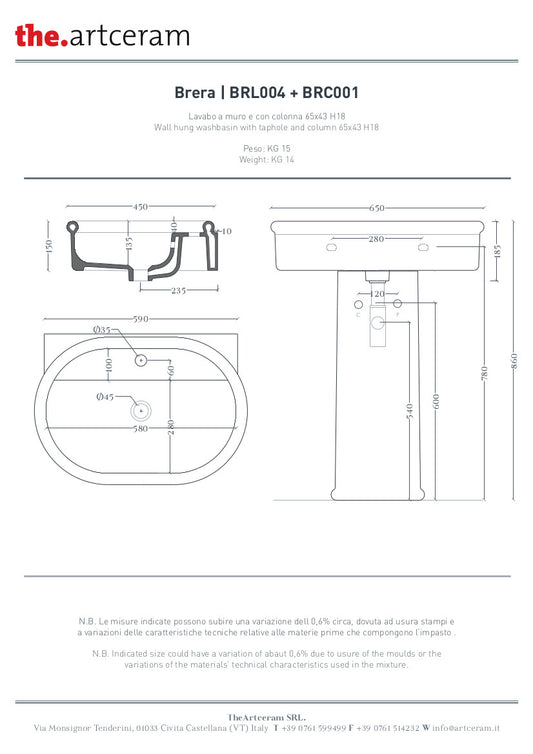Brera Waschbeckensäule
