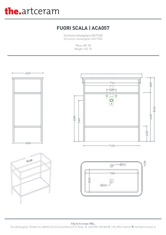 Konstruktion für ovales Waschbecken 36,5 x 58,6 cm (H83) – Nicht maßstabsgetreu