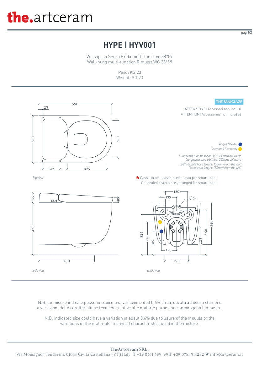Hype Multifunktionale wandhängende Toilette ohne Spülrand
