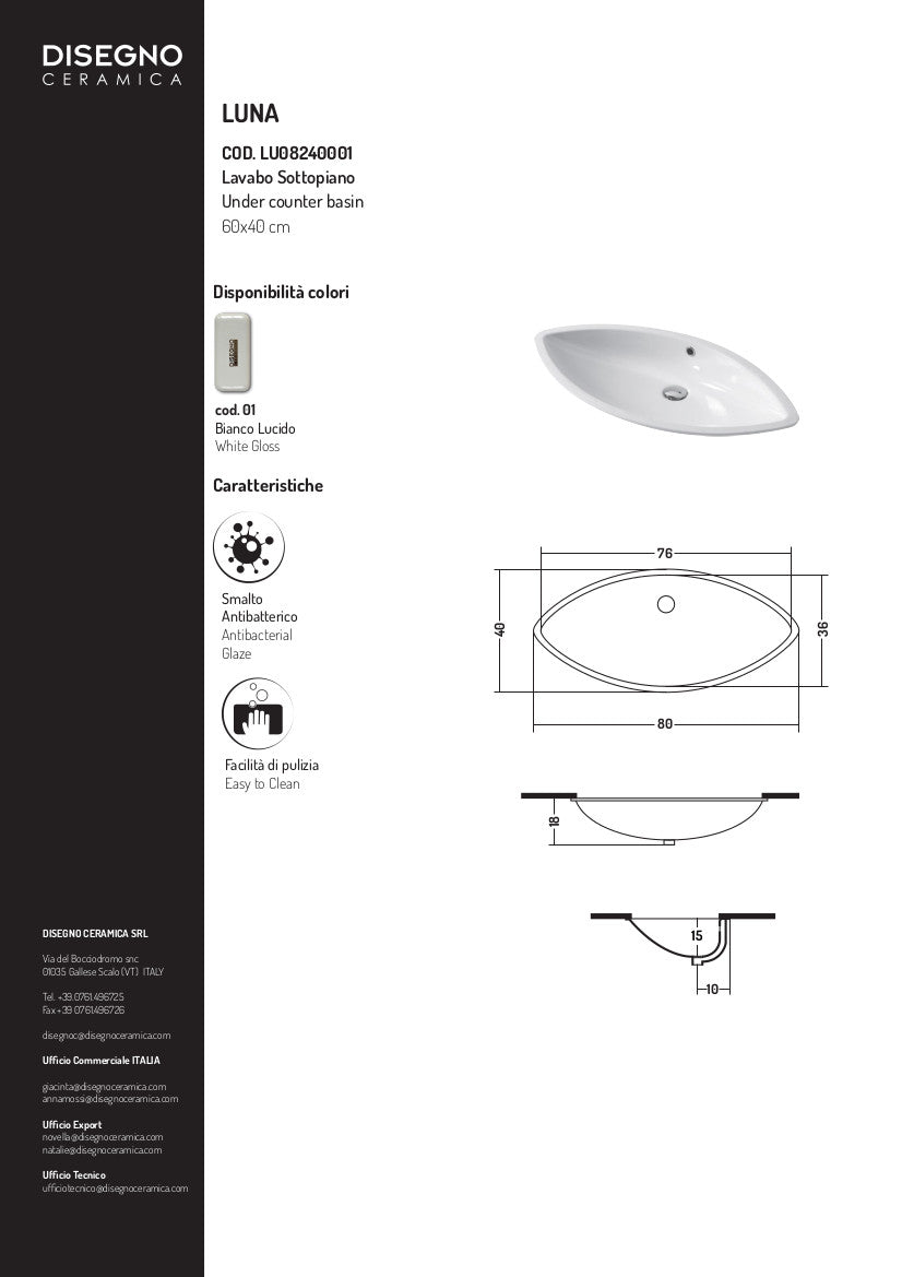 Luna 82 cm Unterbauspüle