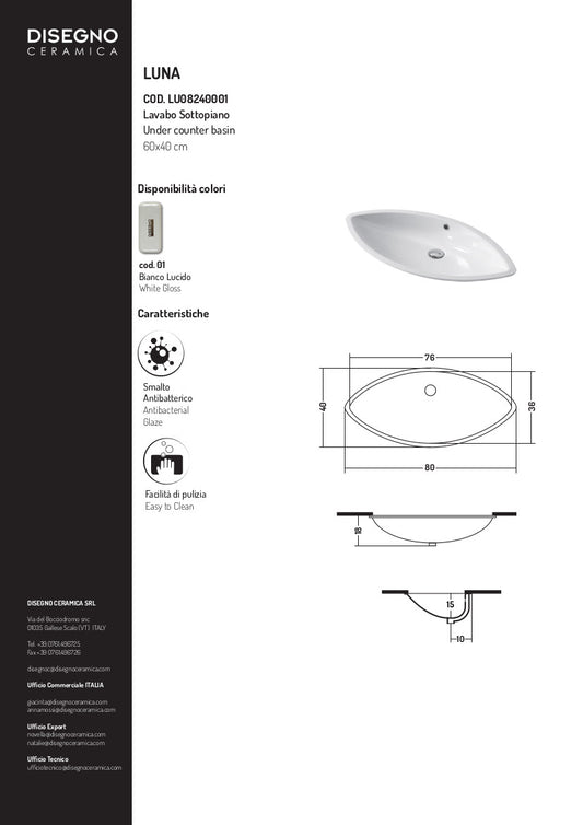 Luna 82 cm Unterbauspüle