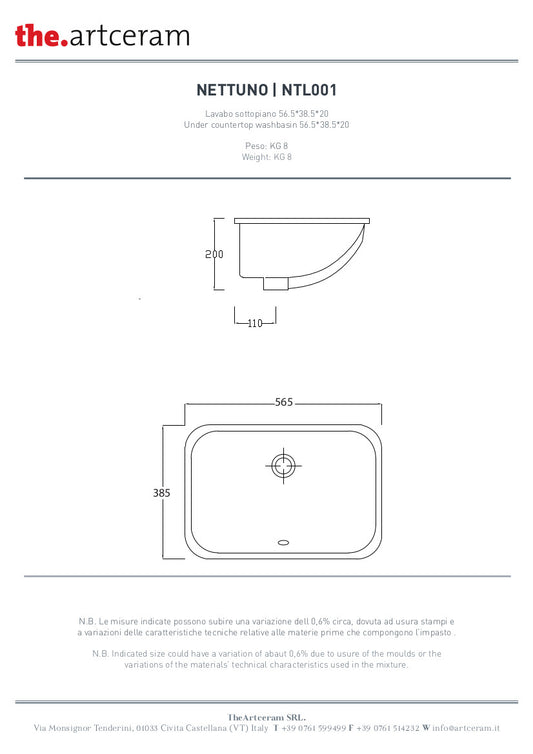 Nettuno Unterbauspüle 56x38 cm