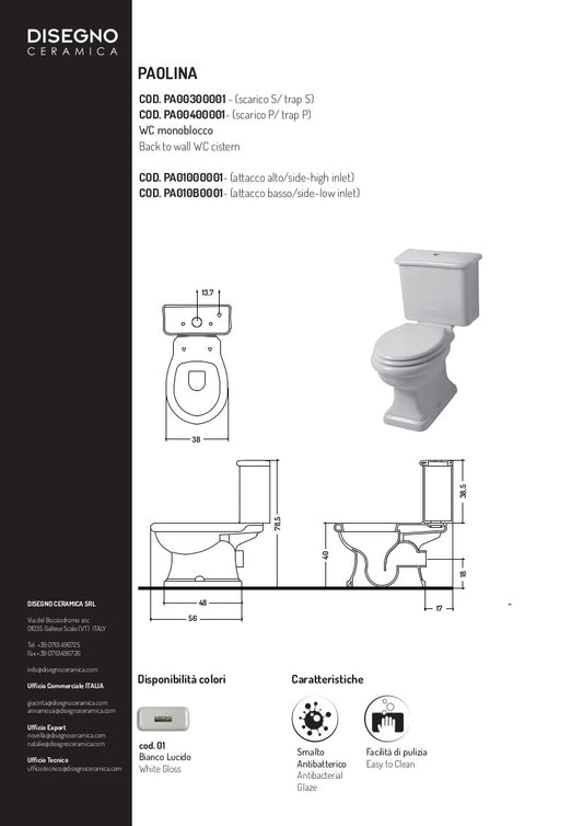 Vaso Wc Monoblocco Paolina