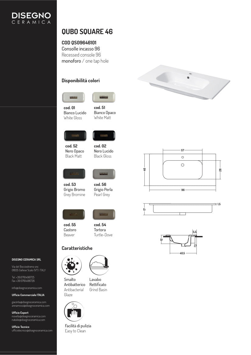 Console intégrée Qubo Square 46 cm