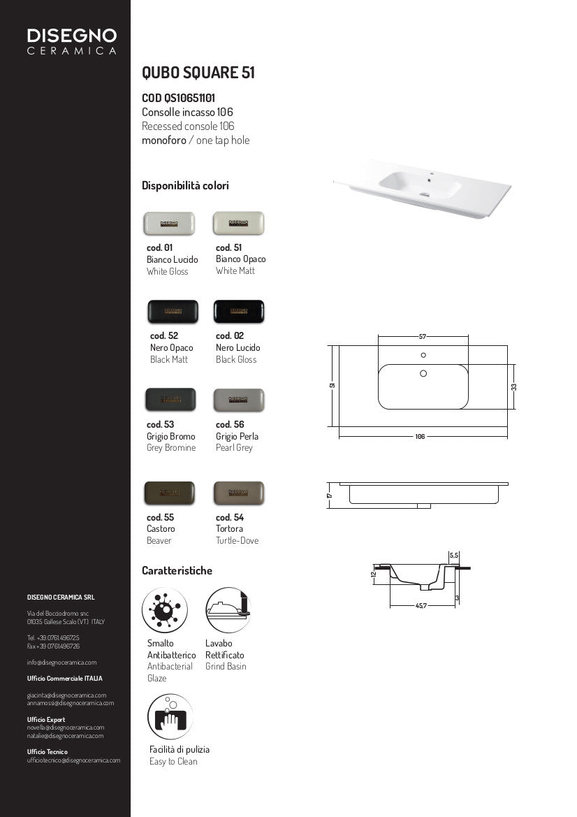 Consolle da incasso cm 106x51 Qubo Square