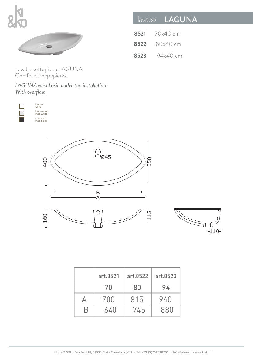 Lavabo Sottopiano Laguna