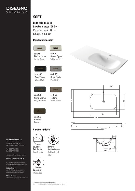 Einbauspüle mit Becken rechts 106 x 51 x 16,8 cm (Höhe) Soft