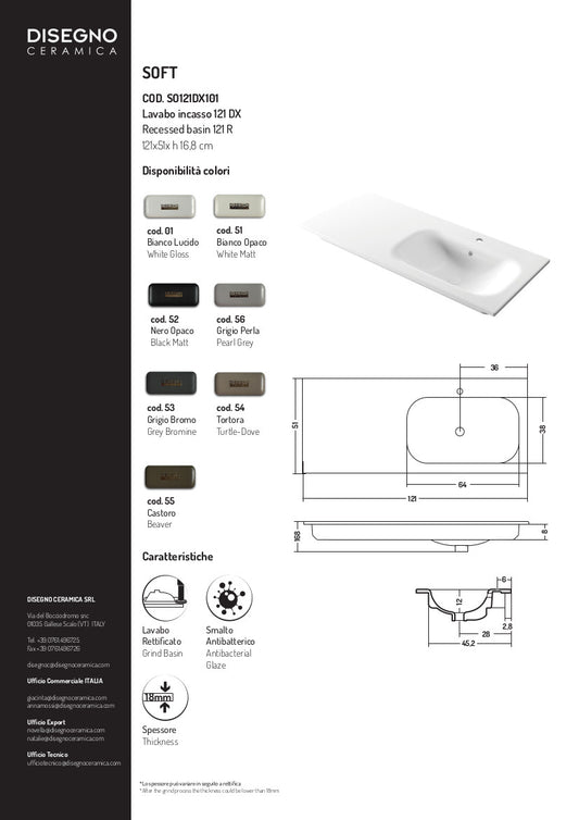 Einbauspüle mit Becken rechts 121 x 51 x 16,8 cm (Höhe) Soft