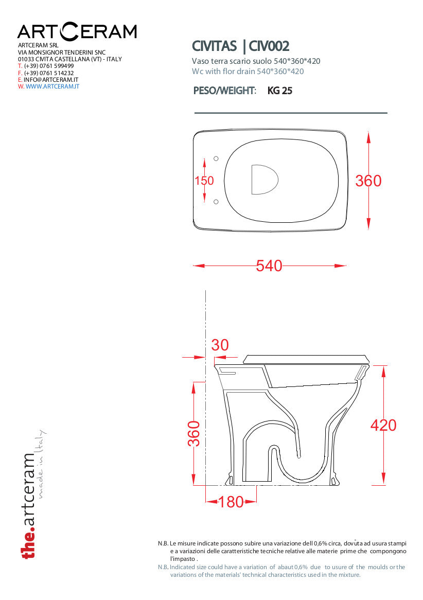 Civitas Stand-WC mit Bodenablauf
