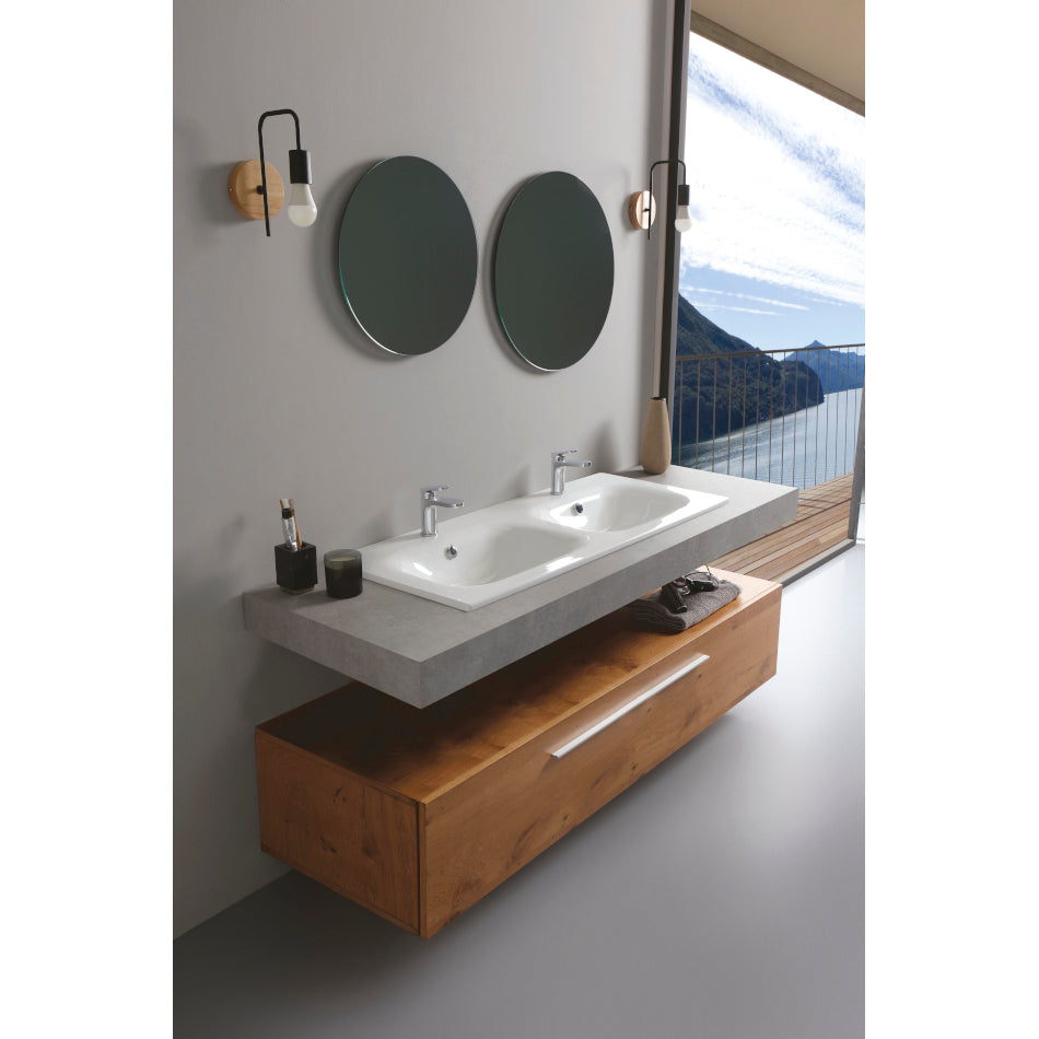 Lavabo double encastré 121 x 46 x h 16,8 cm Soft