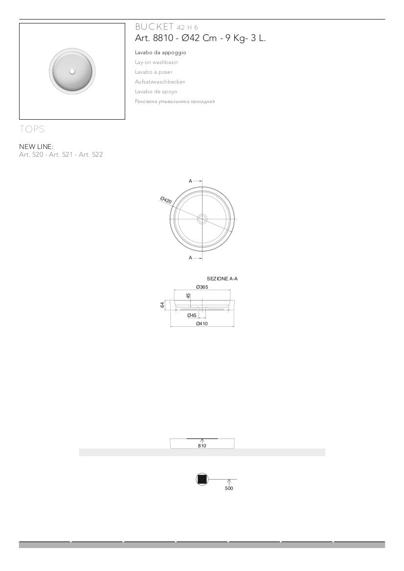 Lavabo appoggio cm 42 Bucket