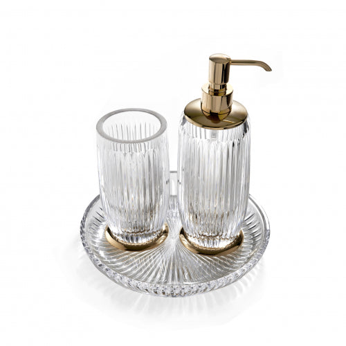Set 3 pezzi, Bicchiere, Dispenser, Vassoio Elegance