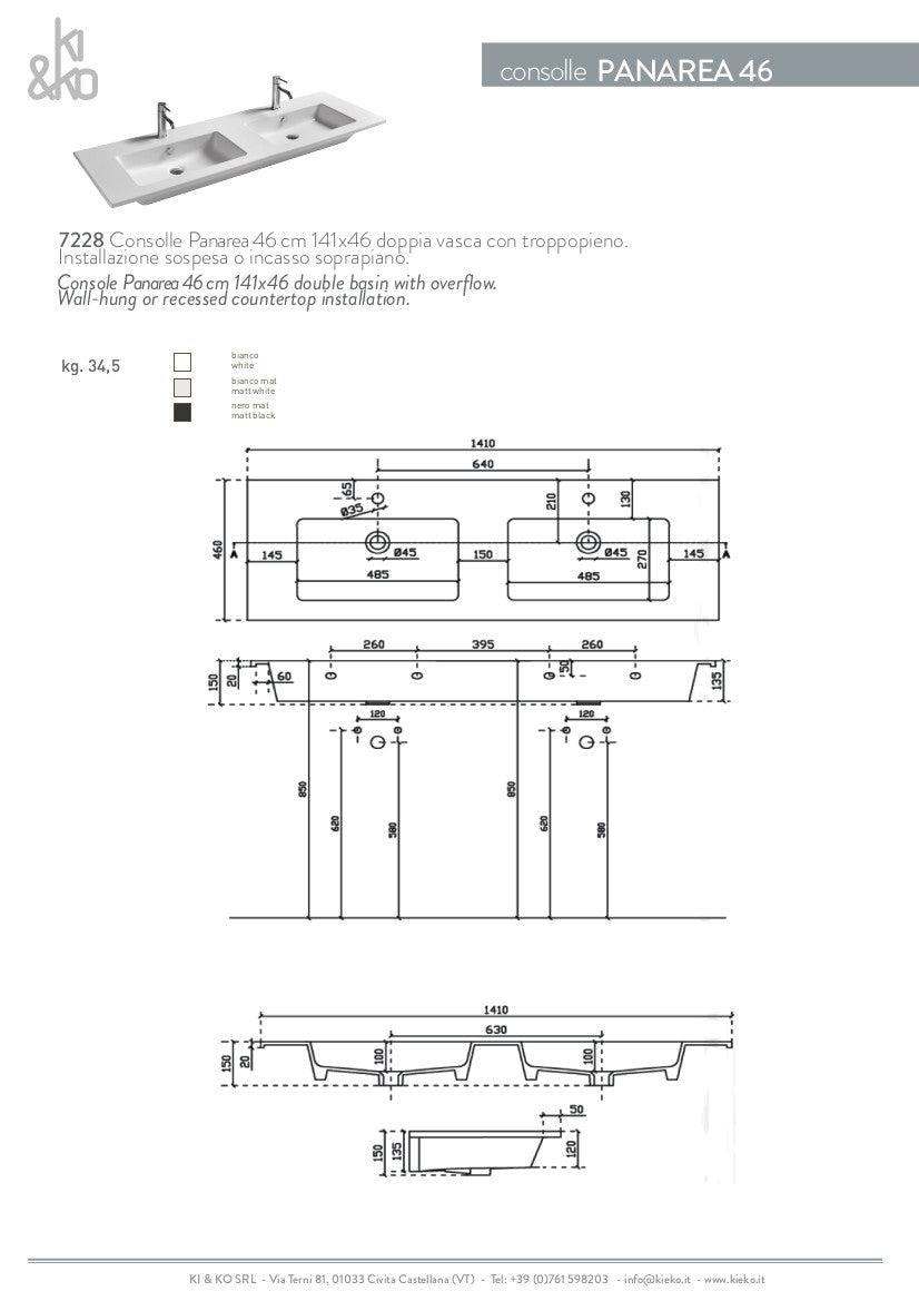 Consolle Doppia Vasca Eden