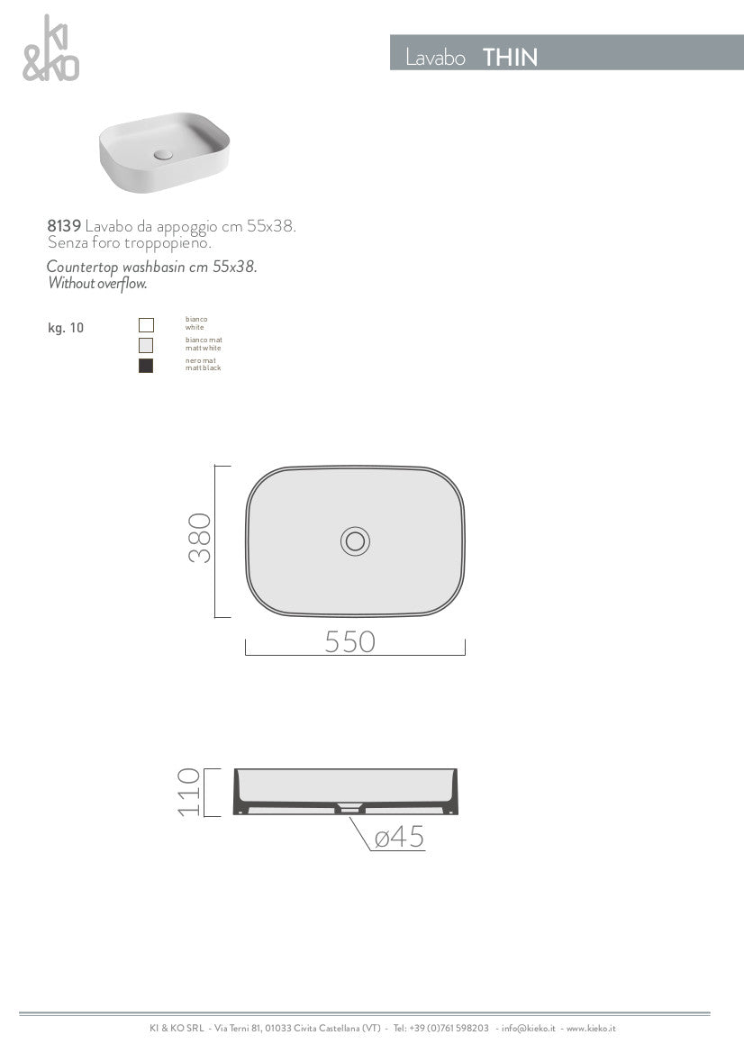 Lavabo da appoggio bordo fino Thin 38