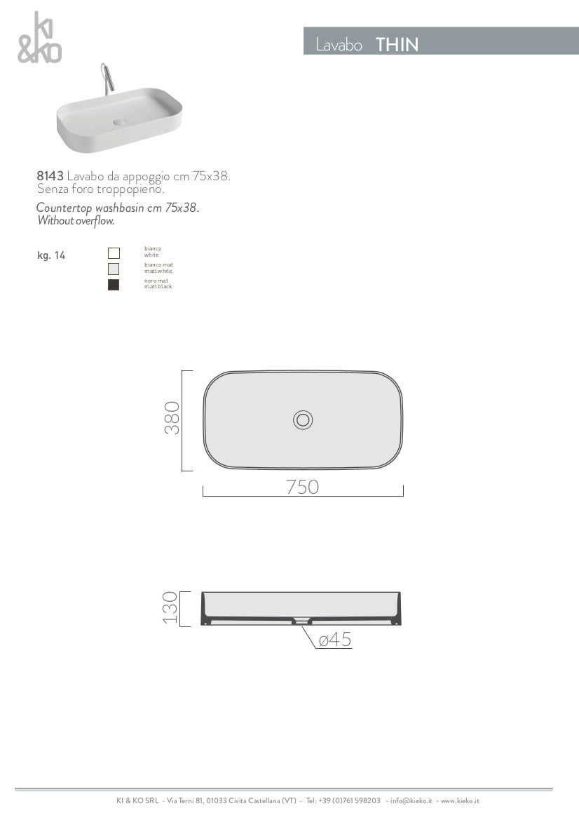 Lavabo da appoggio bordo fino Thin 38
