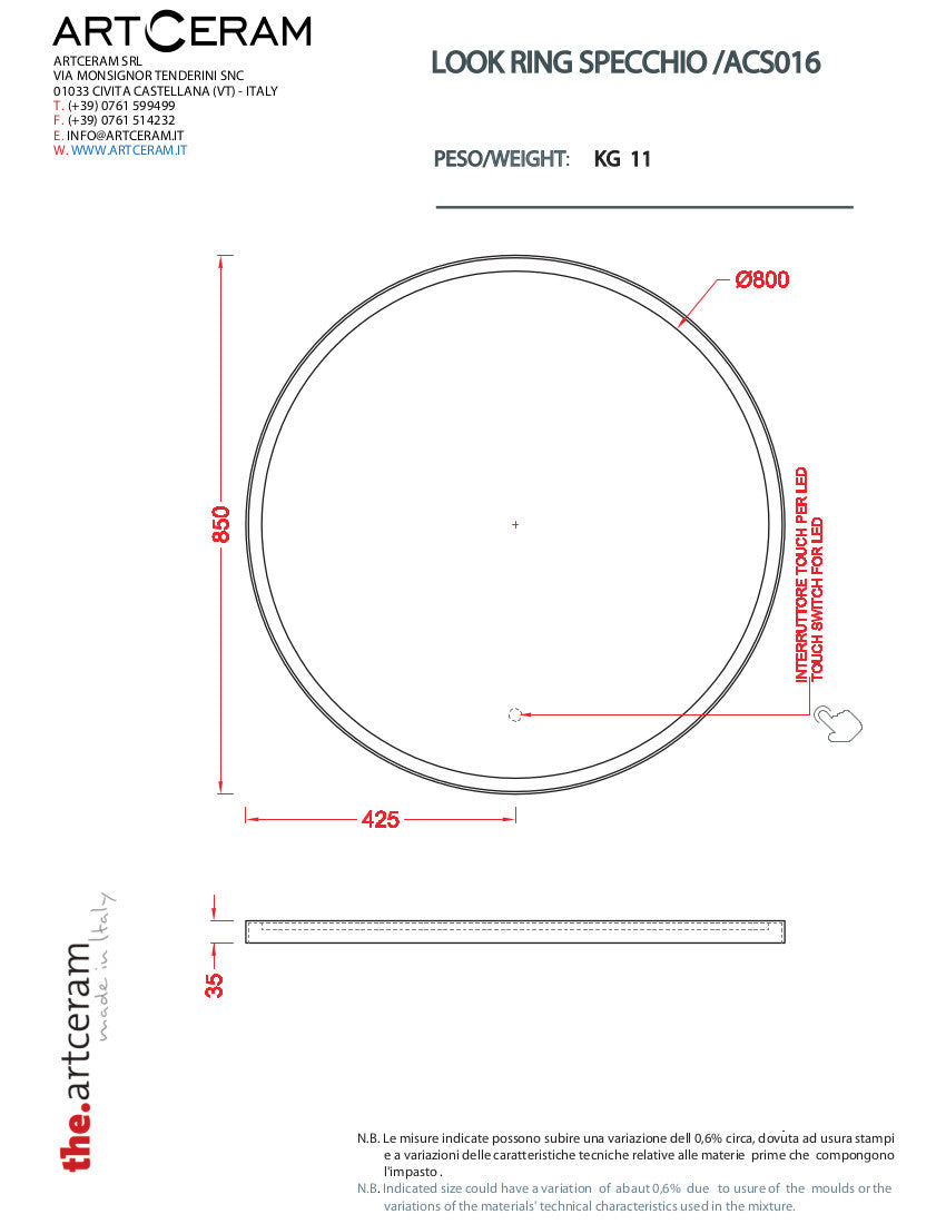 Runder Spiegel mit 85 cm Durchmesser und LED-Lookring