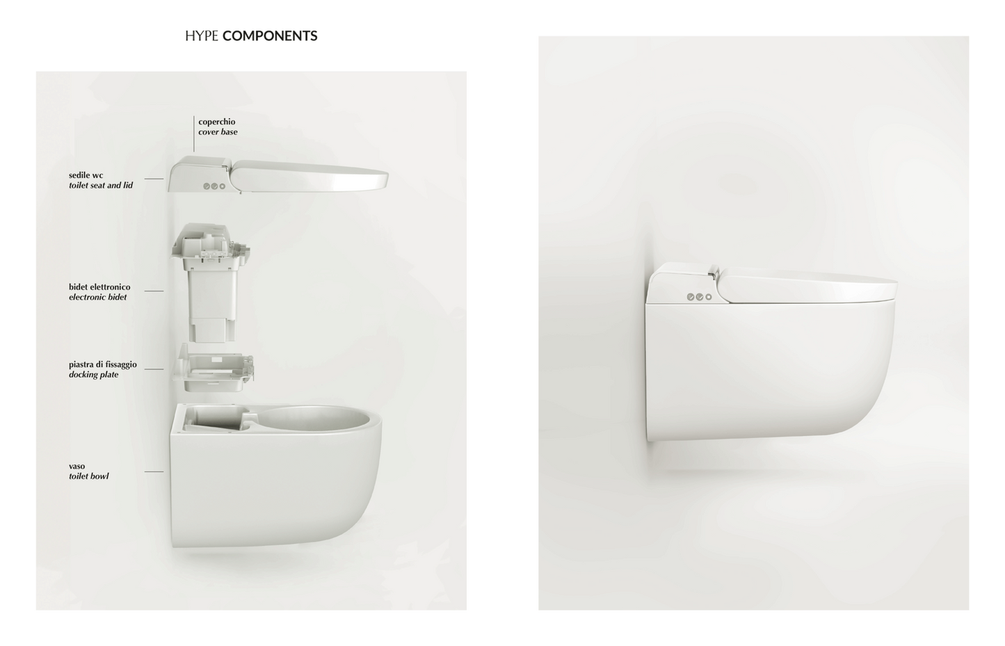 Hype Multifunktionale wandhängende Toilette ohne Spülrand 