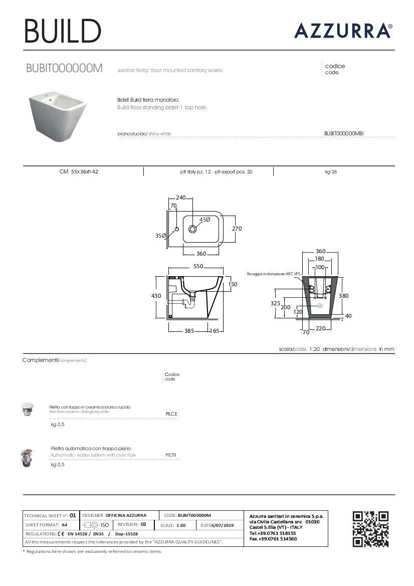 Bidet a terra cm 55x36 Build