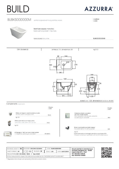 Bidet sospeso cm 55x36 Build