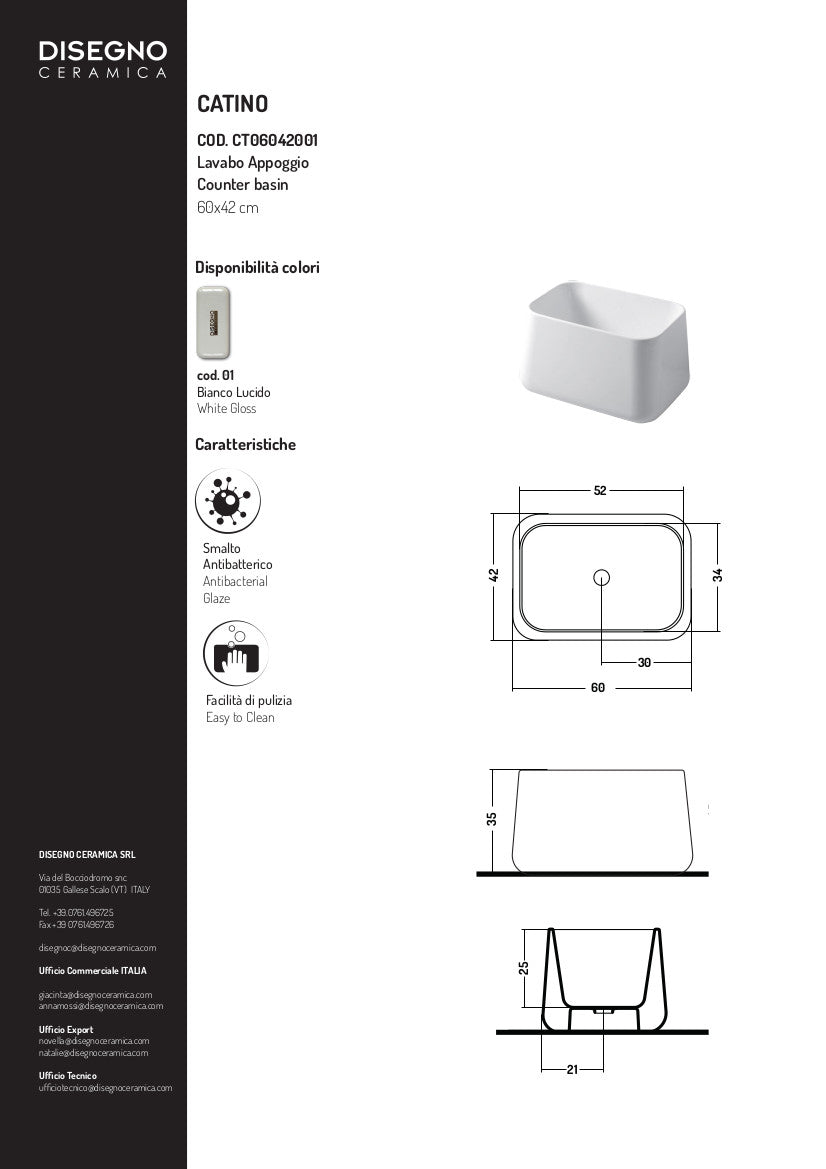 Vasque rectangulaire à poser 60 cm