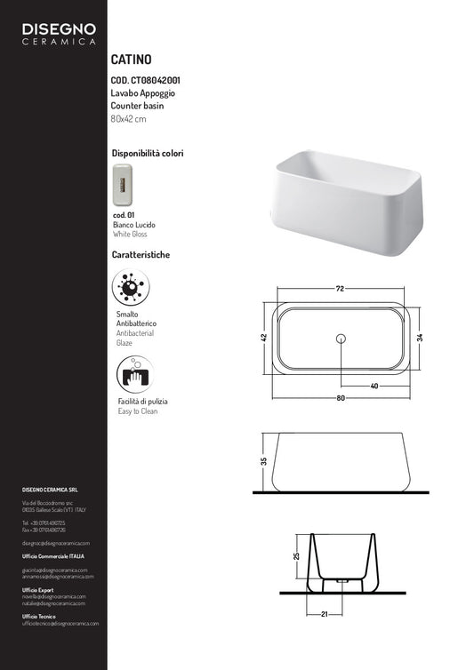 Rechteckiges Aufsatzwaschbecken 80 cm