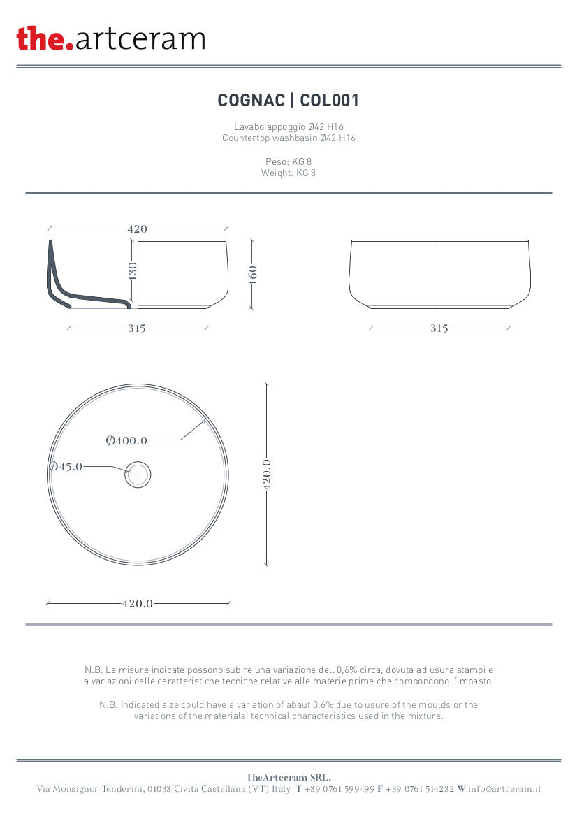 Cognac 42 Marmi &amp; Graniglie Aufsatzwaschbecken