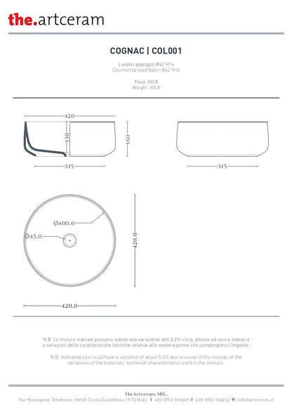 Cognac 42 Marmi &amp; Graniglie Aufsatzwaschbecken