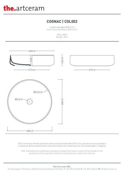 Cognac 48 Marmi &amp; Graniglie Aufsatzwaschbecken