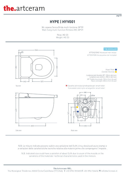 Hype Multifunktionale wandhängende Toilette ohne Spülrand 