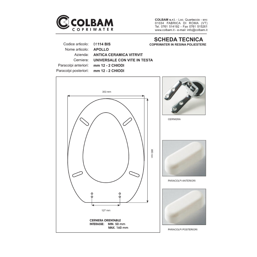 WC-Sitz kompatibel mit Apollo/Vulcano
