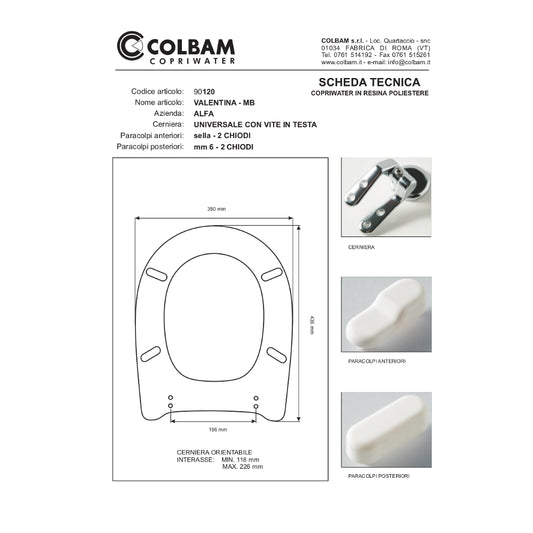Copriwater Compatibile Valentina/Valentina Mb