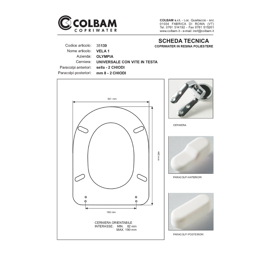 Abattant de toilettes compatible avec Vela 1/Rubino 1