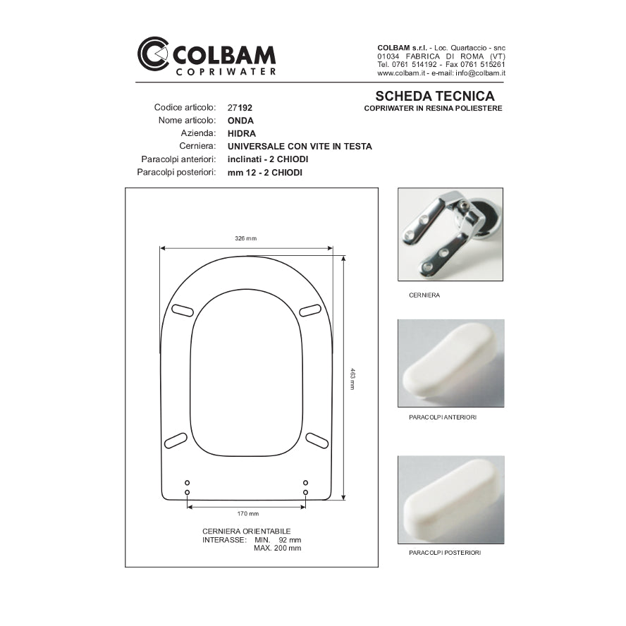 Siège de toilette compatible Onda