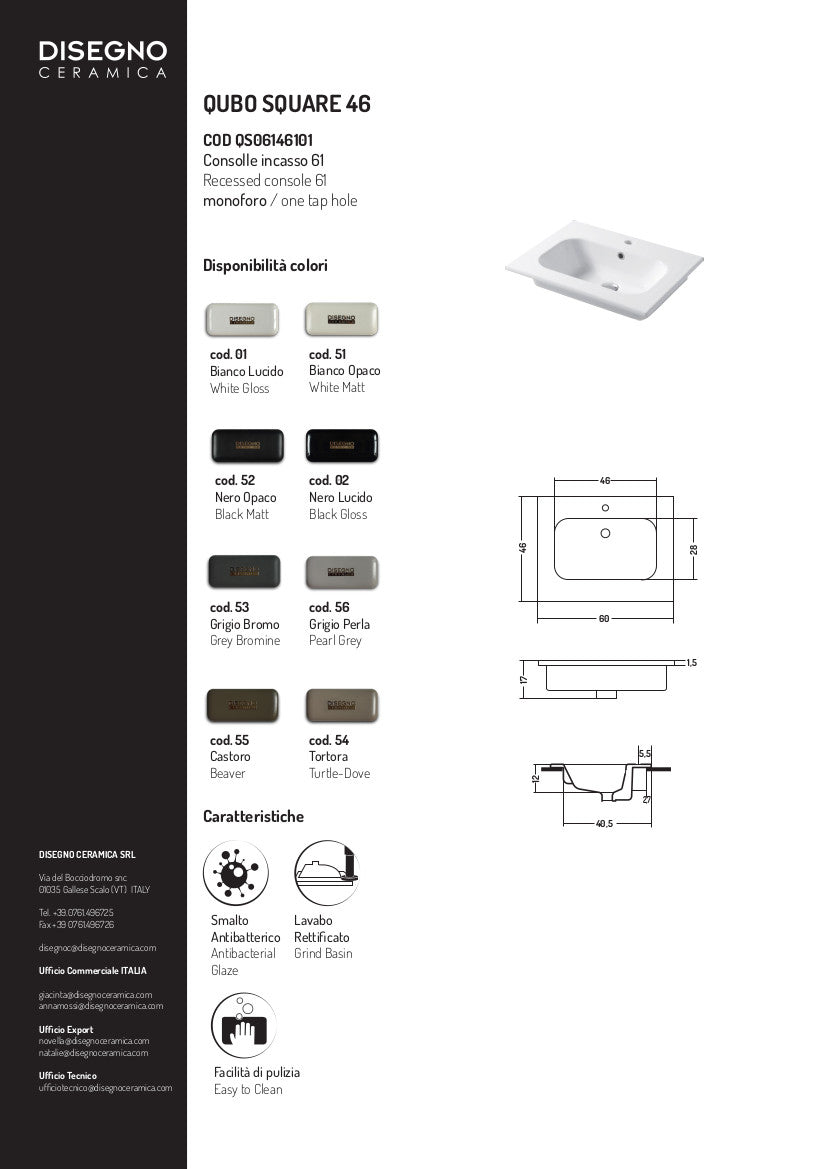 Qubo Square 46 Einbaukonsolentisch 61x46 cm