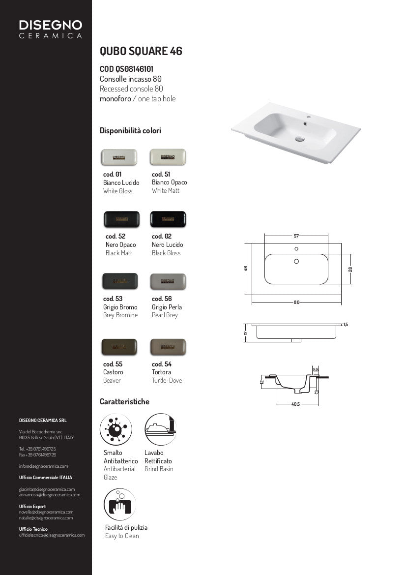 Qubo Square Einbaukonsolentisch 81x46 cm