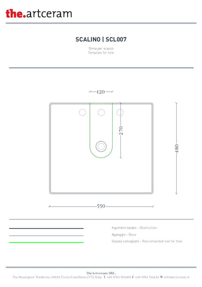 Wandhängendes/Aufsatzwaschbecken 55x48 cm Stufe