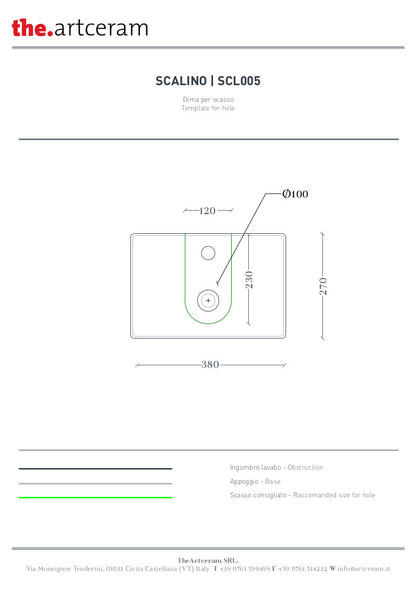 Wandhängendes/Aufsatzwaschbecken 38x27 cm Stufe