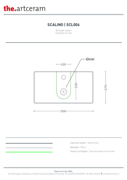 Lavabo suspendu/à poser 50 x 27 cm à marches