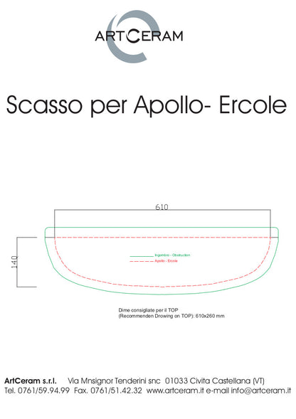 Lavabo semincasso cm 66x49 Apollo