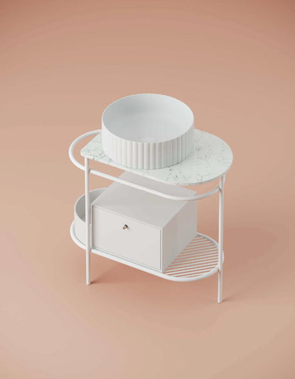 Konstruktion für ovales Waschbecken 36,5 x 58,6 cm (H83) – Nicht maßstabsgetreu