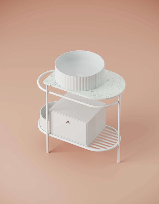 Konstruktion für ovales Waschbecken 36,5 x 58,6 cm (H83) – Nicht maßstabsgetreu