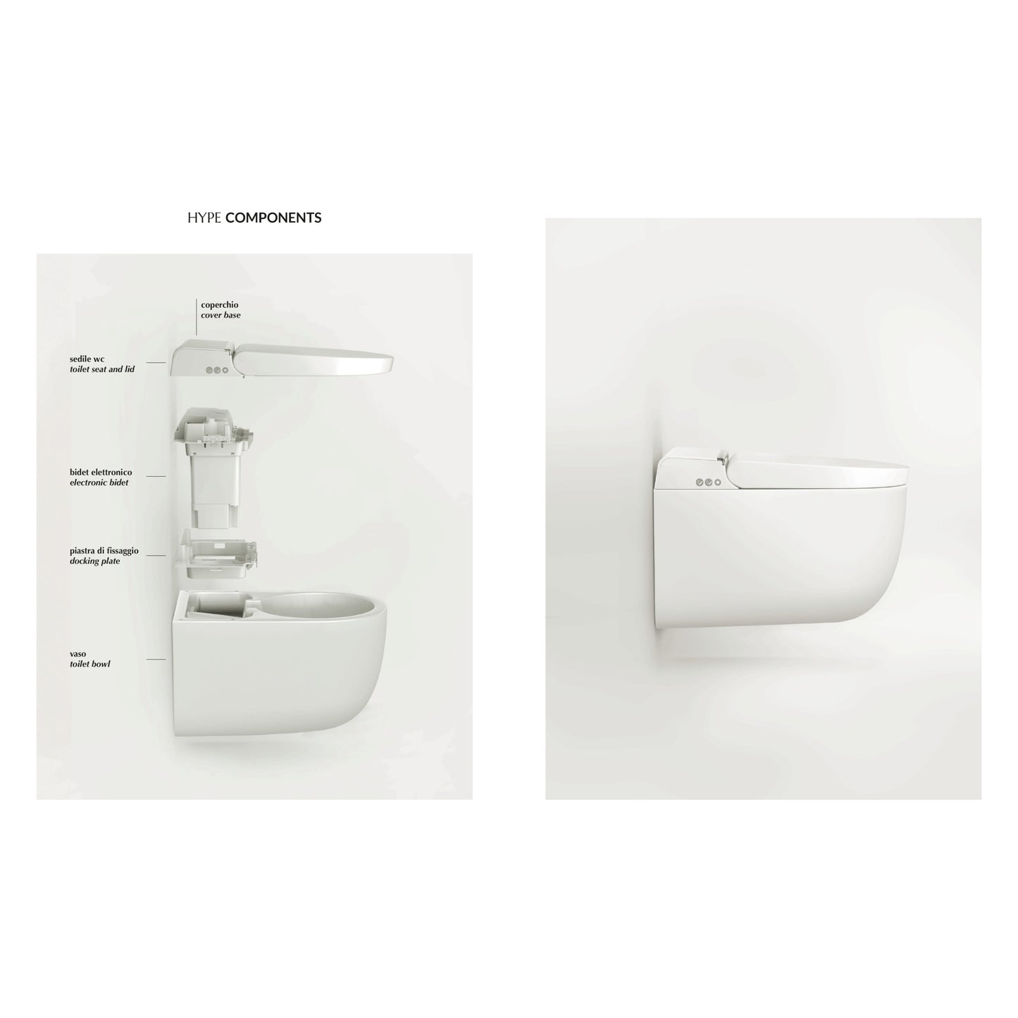 Hype Multifunktionale wandhängende Toilette ohne Spülrand 