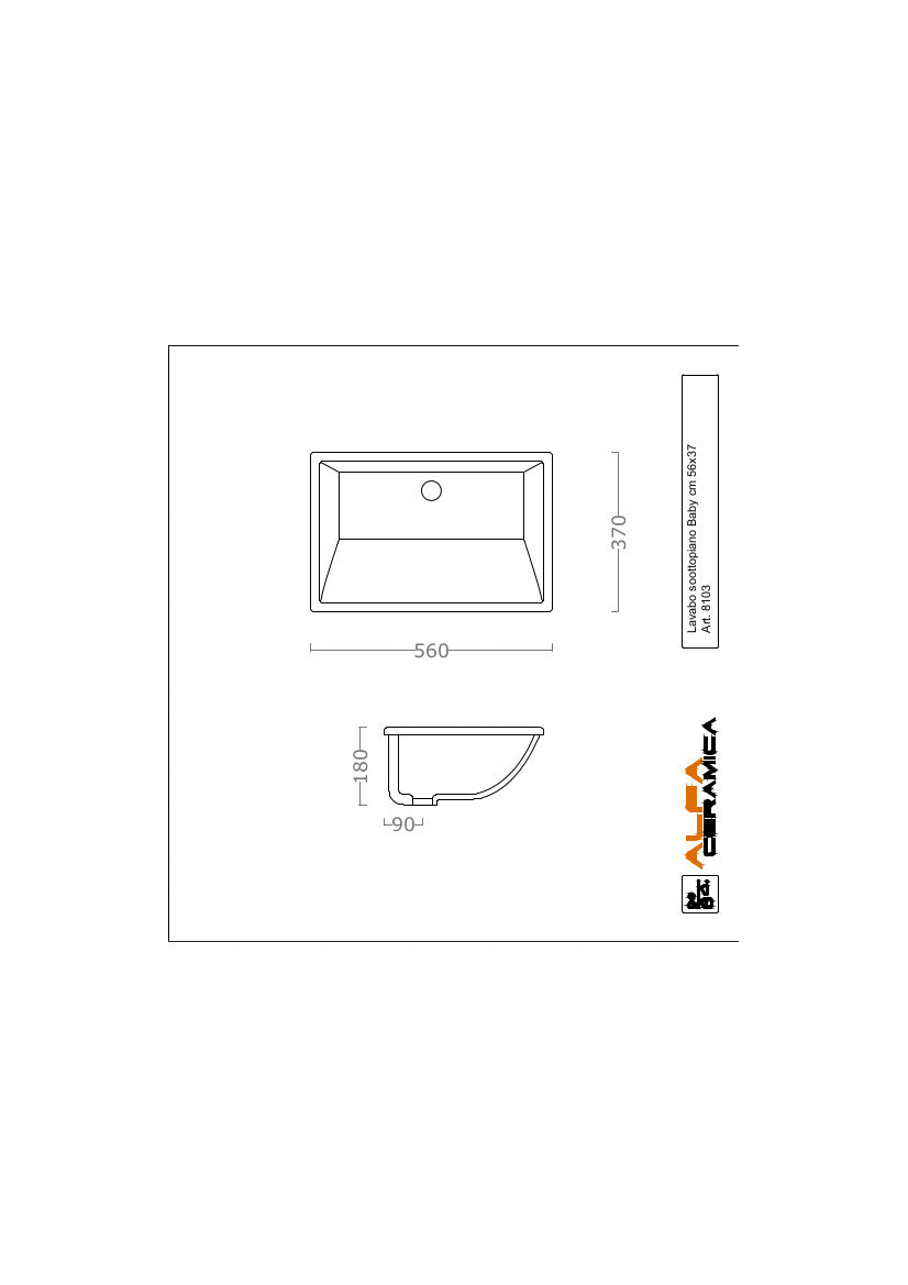 Lavabo Sottopiano cm 56x37 Baby