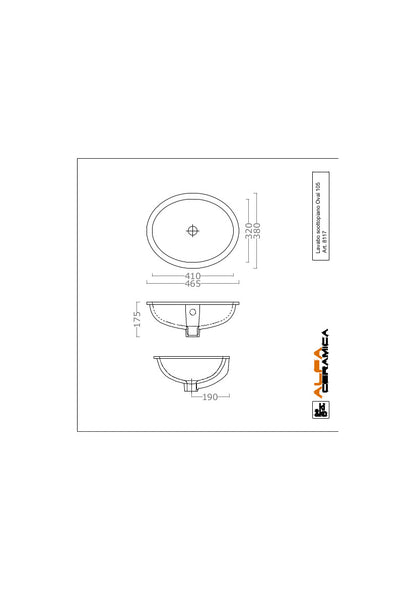 Lavabo Sottopiano cm 46.5x38 Oval 105