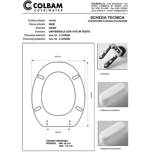 Abattant de toilette compatible avec Farnese/Nike/Partenopean