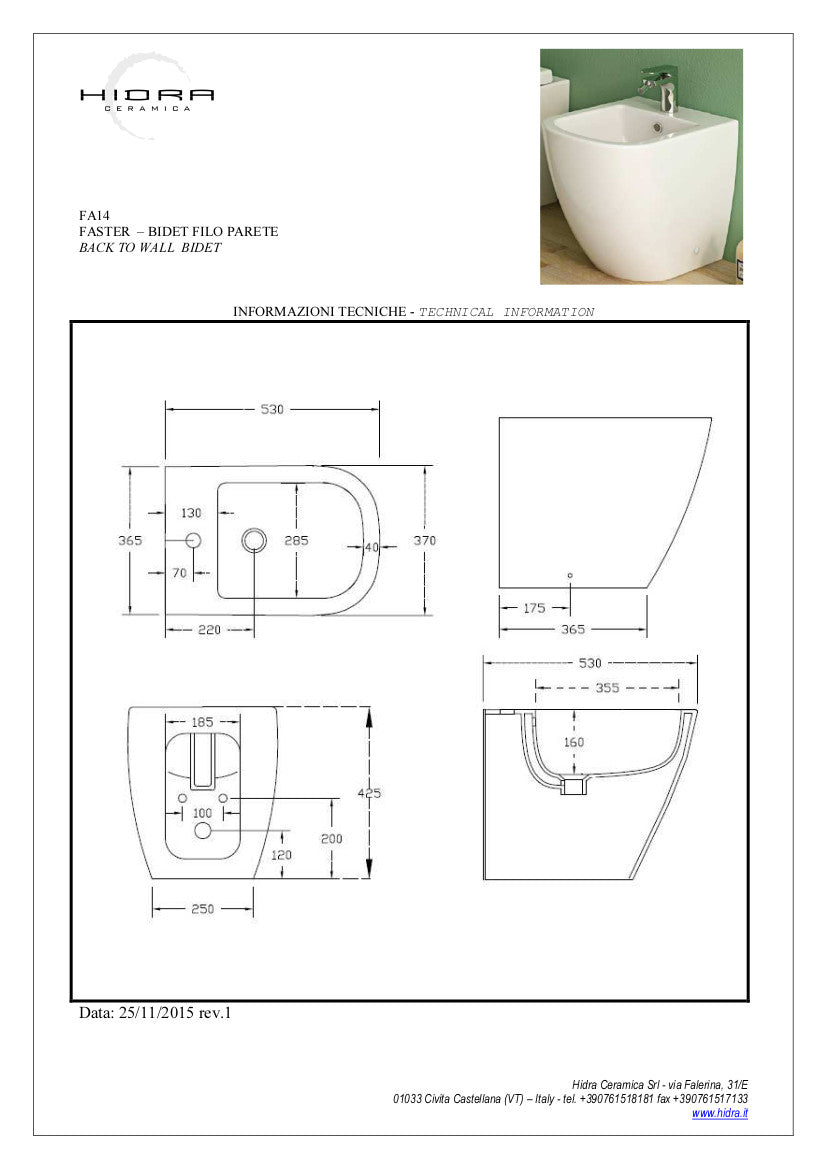 Coppia sanitari filomuro senza brida Faster