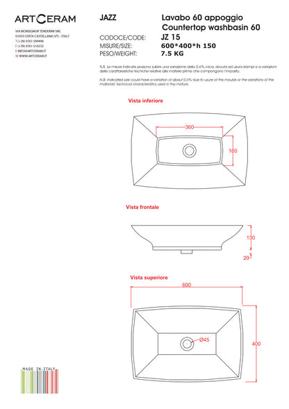 Jazz-Waschbecken für die Arbeitsplatte
