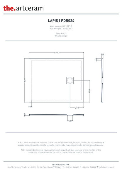 Duschwanne 100x80 H3 Lapis