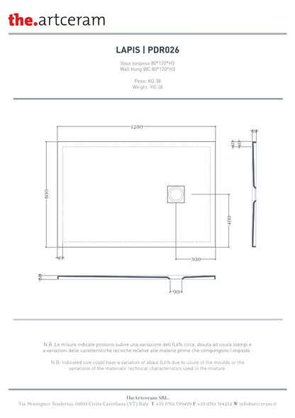 Duschwanne 120x80 H3 Lapis